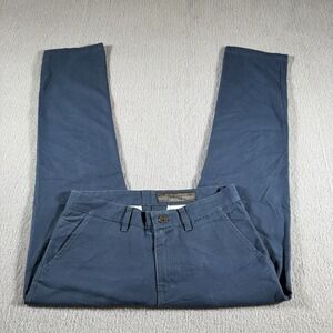 Dunderdon Compact Twill Work Chino Pants Men 34x32 Navy Blue Straight Leg Cotton